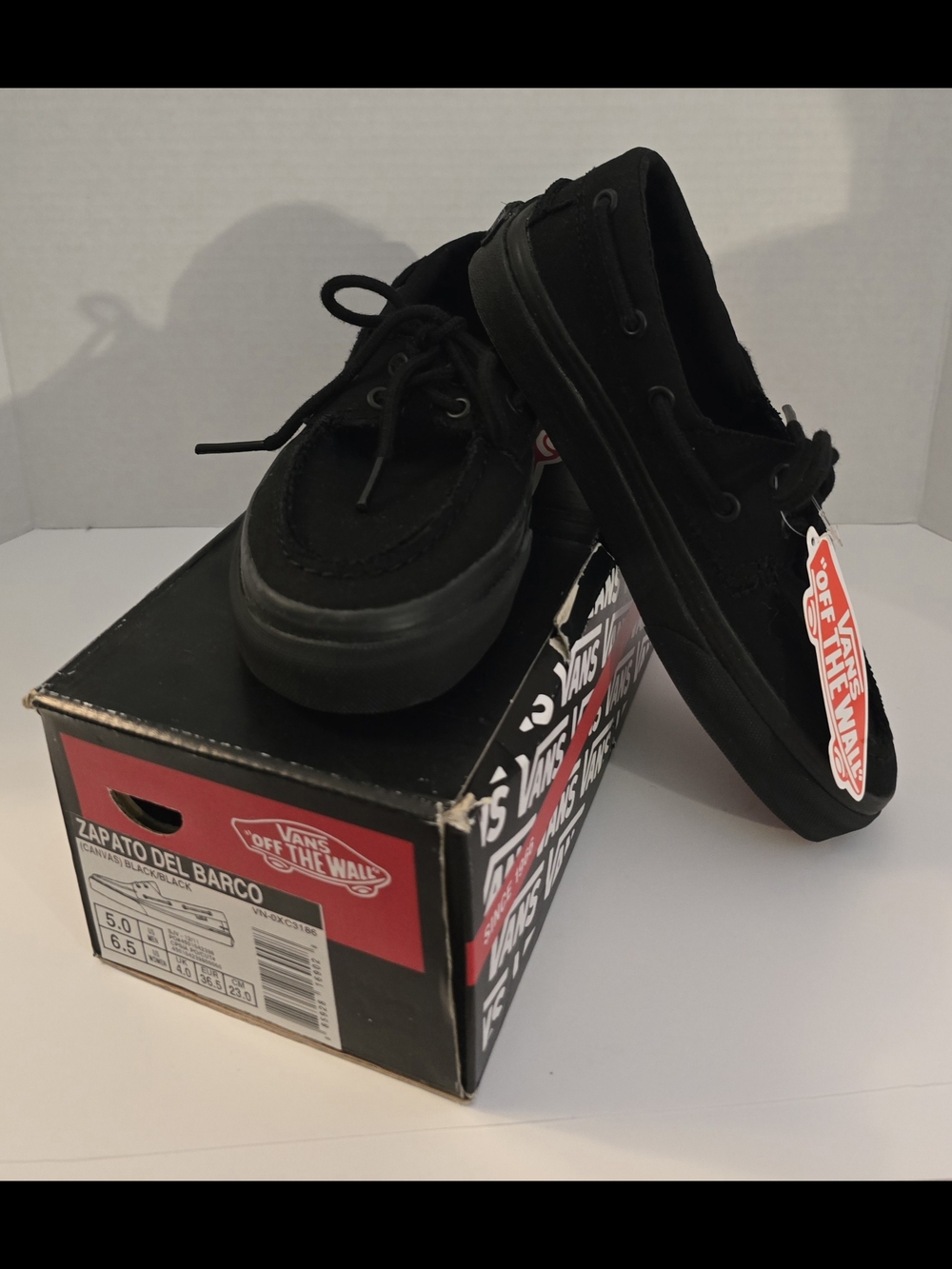 Vans Black Zapato Del Barco Canvas Boat Shoes